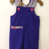 Size 2 Blue Shortalls/overalls with Paisley print and pink buttons 100% cotton