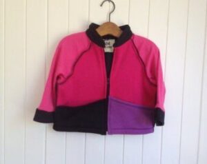 Pink Size 2 Girls handmade Warm Pink Black and Purple Winter Tracksuit Top Fleece Jacket