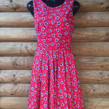 Red Floral Sleeveless Swing Dress Size 10