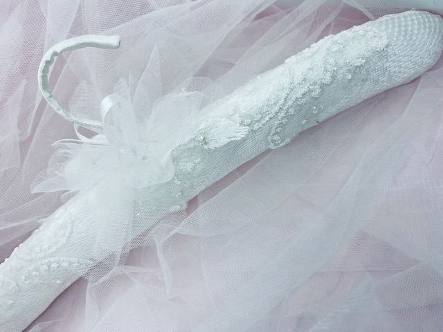 Sparkling embossed bridal dress hanger